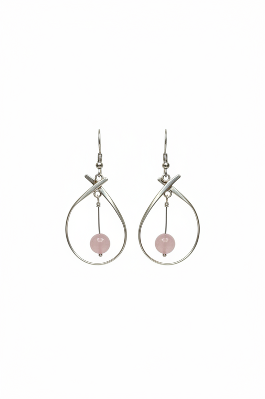 Brincos PRÏNCIPESSA em prata 925 com quartzo-rosa — MÖHYA Signature