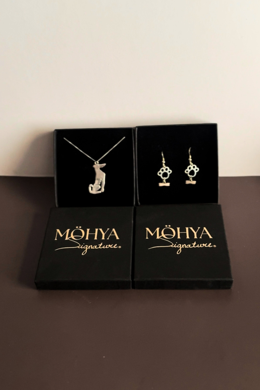 Conjunto DÖG com Pingente PÖDENGO e Brincos FIDËLIS em prata 925, joalharia de autor MÖHYA Signature®