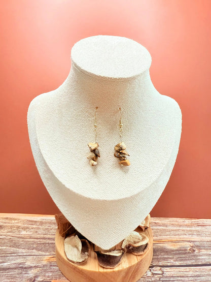 Brincos do conjunto Jaspe Landscape em prata dourada 925 — MÖHYA Signature