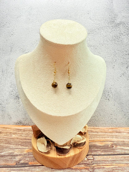 Brincos de olho de tigre do conjunto em prata dourada — MÖHYA Signature