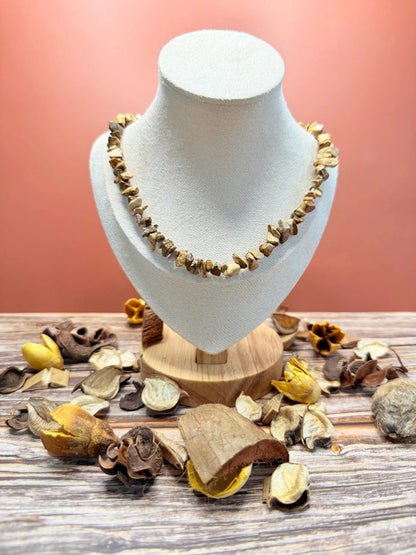 Colar do conjunto Jaspe Landscape em prata dourada 925 — MÖHYA Signature