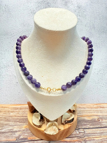 Colar de ametista do conjunto em prata dourada — MÖHYA Signature