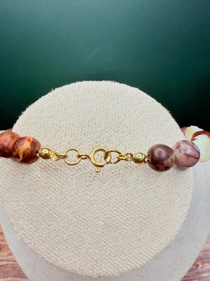 Choker de jaspe picasso e madrepérola em prata 925 — joalharia de autor MÖHYA Signature