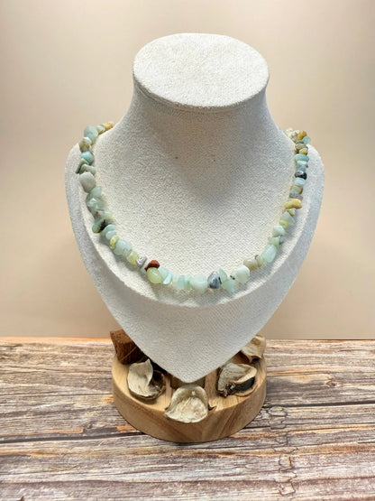 Colar de amazonite do conjunto em prata dourada — MÖHYA Signature