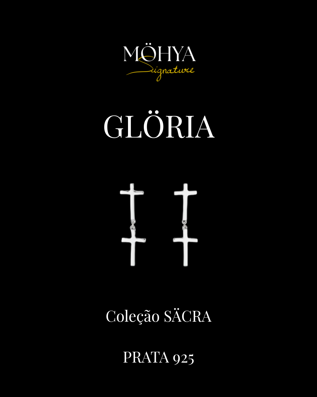 GLÖRIA — brincos de cruzes articuladas em prata 925, Coleção SÄCRA | MÖHYA Signature®