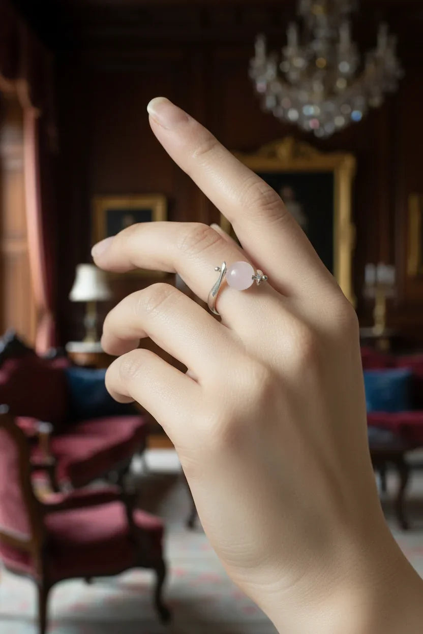 Anel de Quartzo Rosa MÖHYA Signature - Close-up